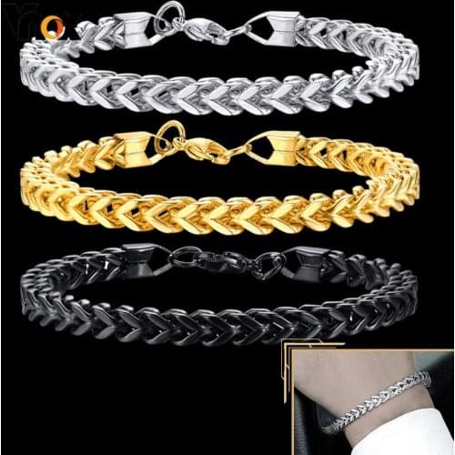 Vnox Foxtail Chain Bracelet for Men,Oxidized Vintage Antique Franco Wristaband,Square Cuban Chain,Casual Cool Punk Jewelry Gift