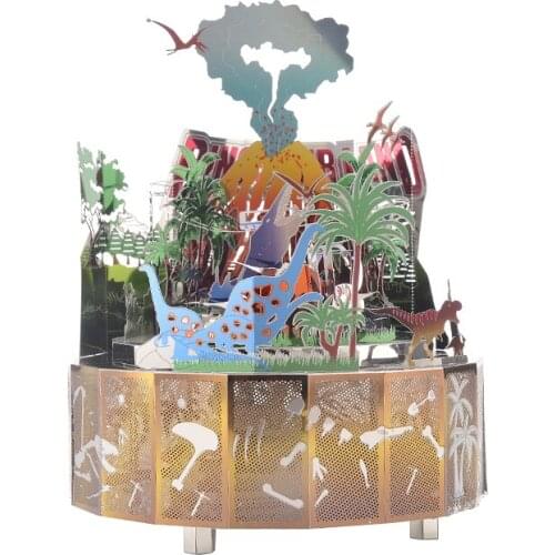 Dinosaur Park Theme DIY 3D Metal Puzzle Music Box Classic Crafts Clockwork Home Decor Music Box Christmas Gift Birthday Gift
