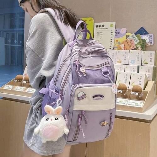 HOCODO Oxford Waterproof Women Backpack College Style Pure Color Schoolbag For Teenage Girls Cute Casual Travel Backpack Bookbag