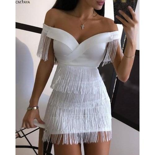New Winter Women Solid Slash Neck Sleeveless Dress Empire Tassel Sheath Mini Dress Sexy Night Club Wear Bandage Dresses LZR3399