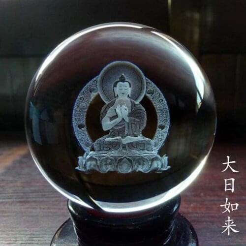 Wholesale Buddhist supply HOME Altar Efficacious bless safe good luck health Tathagata RU LAI buddha 3D Crystal ball talisman