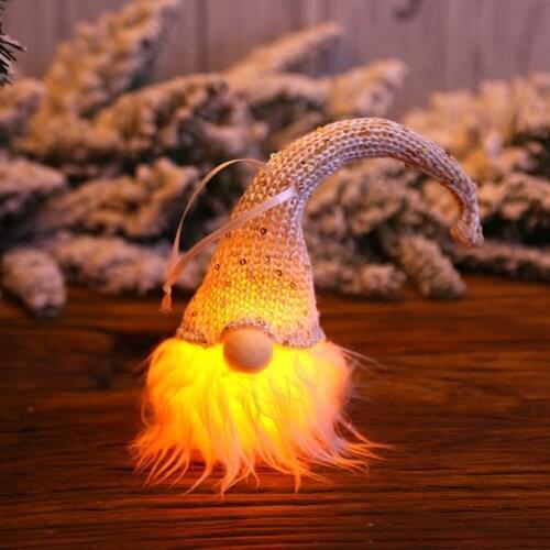Christmas LED Lighting Gnome Doll Pendant Figurine Christmas Tree Hanging Decorations for Home Festival Party Favor