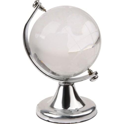 Silver Stand Crystal World Globe Wedding Gift Paperweight Feng Shui Hanging Balls Ornaments Globe Toy Souvenirs