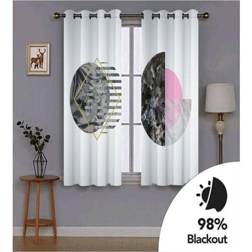 Modern Home Decoration Blackout 3D Curtain stereoscopic Black pattern on white background Solid color curtain