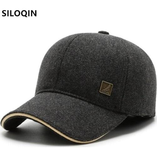 SILOQIN Winter Mens Thicken Warm Baseball Cap Earmuffs Hat Snapback Cap Adjustable Size Casual Sports Caps Bone Dad Winter Hats
