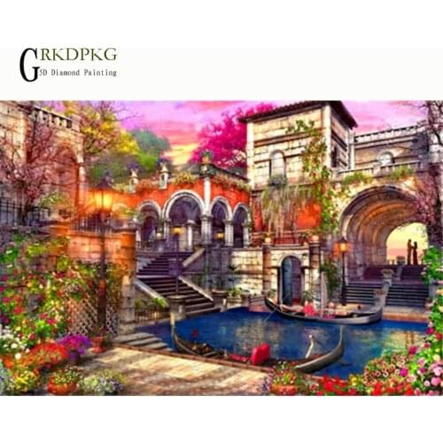 Boat city gift diamond embroidery 5d DIY diamond painting cross stitch full square rhinestone mosaic unfinished home decoration