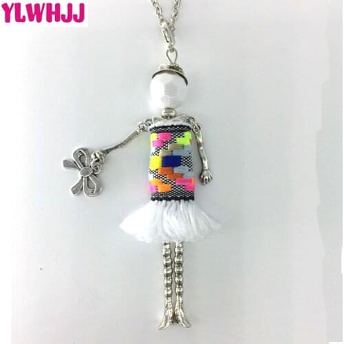 YLWHJJ brand new lovely doll colorful talsel long chain pendant necklace for women hot fashion jewelry girl fairy maxi necklace