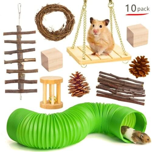 10pcs Small Guinea Pig Hamster Toy Tubes Tunnels Spring Hamster Cage House Single Channel Chinchillas Hamster Tunnel Warm Toy