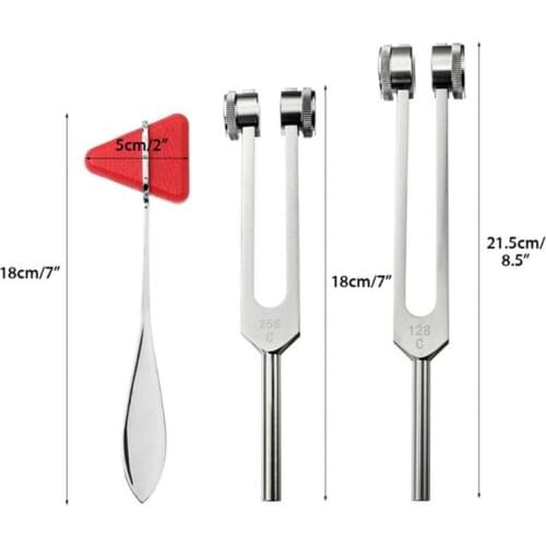 128Hz 256Hz Neurological Tuning Fork Set With Triangle Percussion Hammer