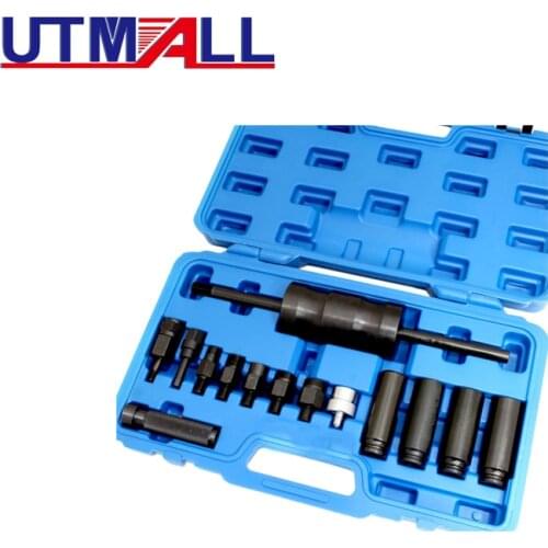 14pcs Tool Set Diesel Injector Extractor Puller With Common Rail Adaptor Slide Hammer Removal Tool Kit