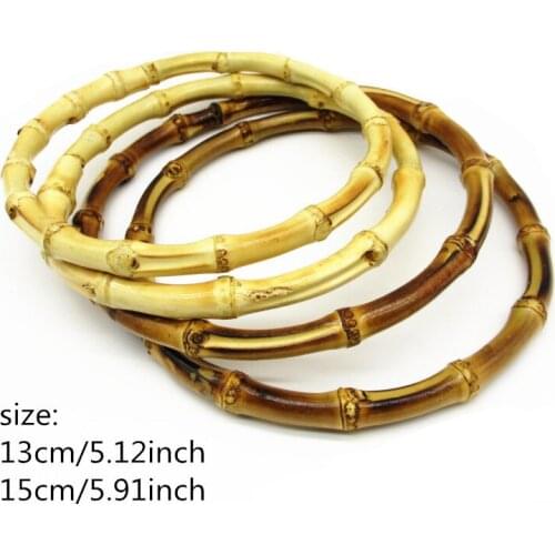 2PCS 13cm/15cm DIY Women Bags Purse Handcrafted Bamboo Imitation Natural Round Bamboo Handle Bags Accessories