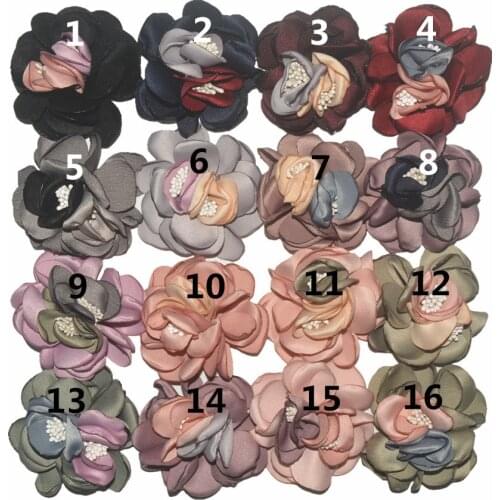 30 pcs/ lot ,6cm singed satin flower -dimensional chiffon flowers for apparel hair accessories headwear