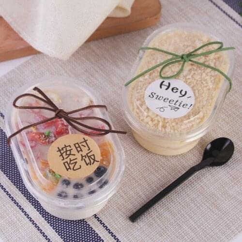 50pcs Net red 500ml transparent cute bowl mousse cake plastic box ice cream tiramisu packaging gift boxes DIY party favors box