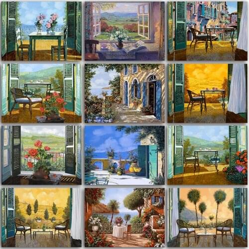 5D Diamond Painting Kit Paint City Town landscape scenery flower Rose Sea tree embroidery mosaic Cross stitch home decor Sale