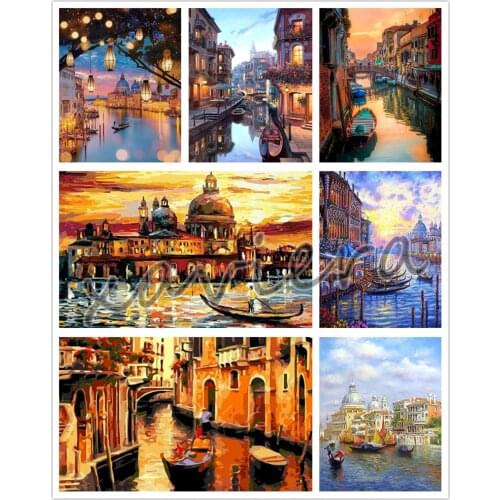 DIY 5D Diamond Painting Lakeside Night Scene Romantic Cross Stitch Rhinestone Mosaic Picture Embroidery Home Decoration Crafts