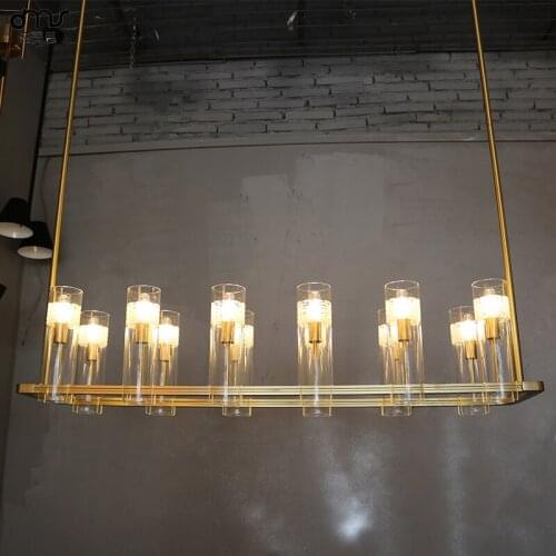 American RH Led Copper Luxury Dining Room E14 Led Pendant Lighs Rod Hanging Lamp Led Indoor Lighting Luminaria Fixtures Lamparas