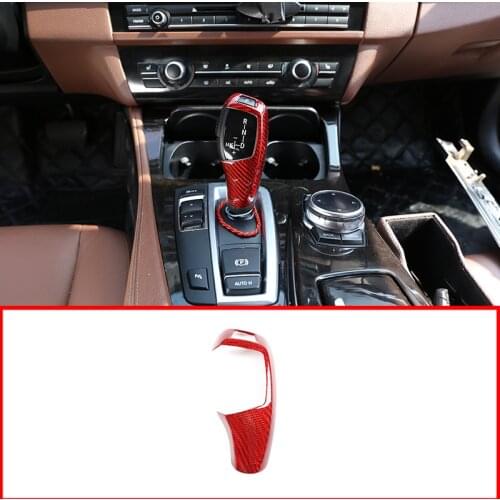 Left Right hand driving Real Carbon Fiber Red For BMW F20 F30 F31 F34 X5 F15 X6 F16 X3 F25 X4 F26 F10 Car Gear Shift Head Trim