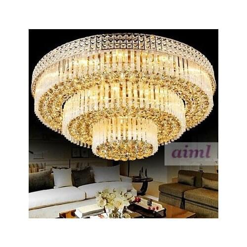 Free Shipping Modern Luxury Chandeliers K9 Crystal LED Living Room Droplight Diameter 100CM Contains LED Bulbs