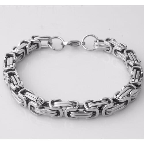 Mens Byzantine Box Link Chain 4mm Width Stainless Steel Bracelet 7 Colors Mens Bracelets Fashion Jewelry 7-11"