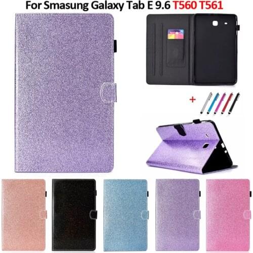Shinning Glitter Flip Wallet Stand Tablet Cover Coque For Smasung Galaxy Tab E 9.6 Case For Samsung Tab E 9.6 T560 SM-T560 T561