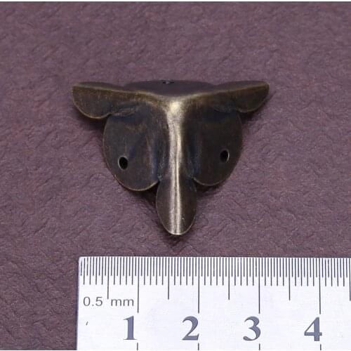 12pcs Furniture Decorative Corner Antique Jewelry Gift Wood Box Feet Leg Corner Protector Retro Case Edge Metal Protection Cover