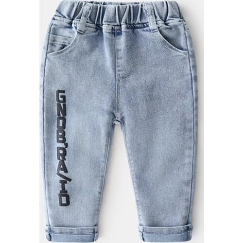 2020 Hot sale children boys new good quality jeans Kids casual letters print pocket denim pants for boys 2-7 years