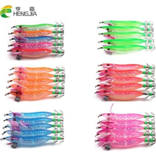 HENGJIA 5PCS 10CM 9G Shrimp Fishing Lure Bait Squid Jigs Wobble With Hook Pesca Fishing Tackles