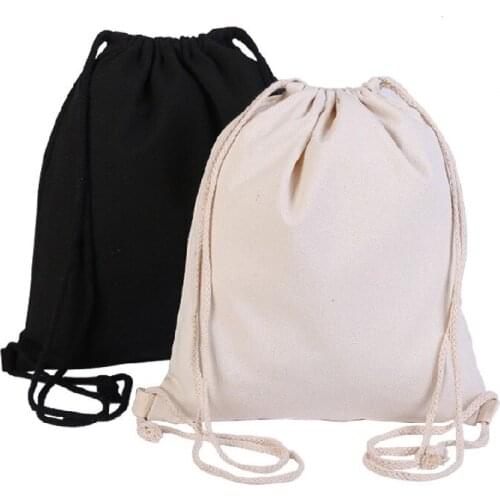Canvas Bag Shoulders Drawstring Bundle Pockets Custom Creative Shopping Student Backpack Bag Cotton Pouch 34*43cm