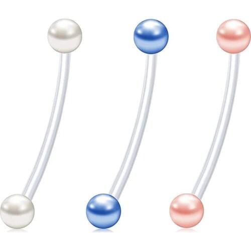 Maternity Flexible Abdomen Button Ring Holder Long Abdomen Ring Navel Rod Body Piercing 3-piece Set Sports or Industrial Barbell