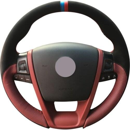 Black Suede Wine Red Leather Car Steering Wheel Cover for MG6 MG 6