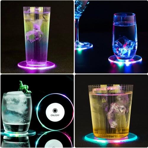 1pc Creative LED Light Luminous Led Coaster Cup Bar Mat LED Coaster Light KTV Bar Beer Luminous Coaster Home Holiday Decoration