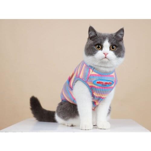 Cat Clothing Summer Clothes Anti-shedding Breathable Striped Vest For Dogs Sleeveless Pet Vest for Dogs T-Shirt For Cats Hoodies