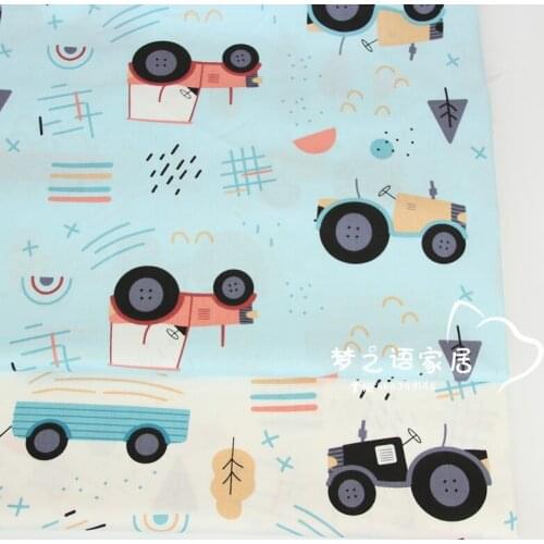 Car Printed 100% Cotton Fabric DIY Needlework Cloth Baby Dress For Sheets Patchwork Quilting Sewing Fat Quarters Tissue Tilda