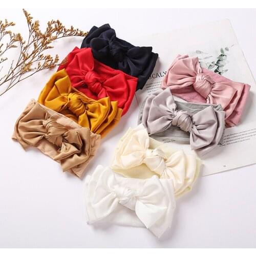Soft Nylon Baby Headband Solid Color Bowknot Kids Girls Hair Band Elastic Princess Newborn Children Baby Girl Hair Accessories