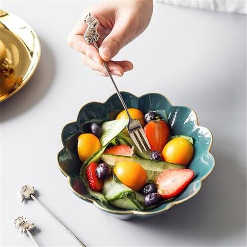 Stainless Steel Fork Spoon Set Cute Animal Coffee Spoon Ice Cream Soup Sugar Dessert Fruit Fork Mixing Stirrer Kitchen Tableware