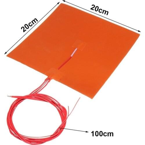 12V 200W 200X200MM Silicone Rubber Heater 3D Printer Heater Bed