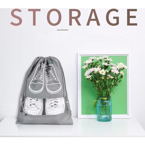 Cheap Eco Reusable Shoe-Pocket-Storage Non Woven Drawstring Bags With Logo Printing Customized Case Dustproof Organize-Bag