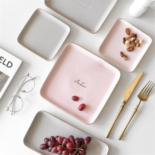Nordic Light Luxury Ceramic Dinner Plate Tableware Phnom Penh Steak Salad Plate Home Food Dish Creative Dessert Tray Dinnerware