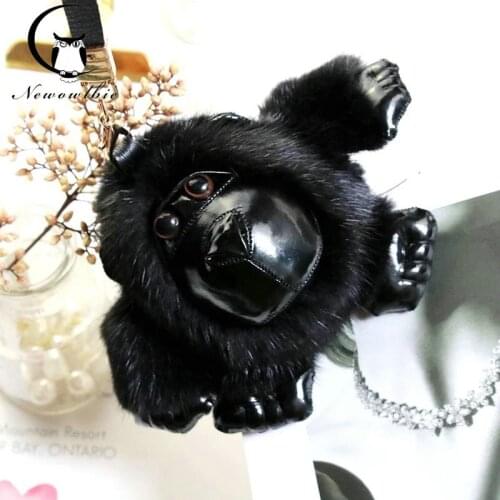 New imported mink fur gorilla phone chain fur jewelry men and women for bags pendant car key chain car decoration pendant