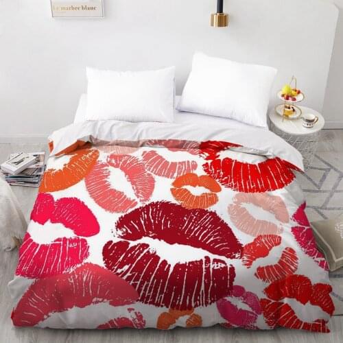 1PCS 3D Printed Lips Prints Of All Colors Duvet Cover 140x200 Size Printing NO Pillowcases And NO Sheets Home Textiles Comforter