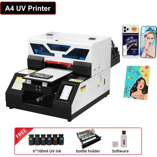 Full Automatic UV Printer A4 Multifunction UV Printer for Wood Cylinder Bottle Acrylic Metal Phone Case Flatbed Printing Machine