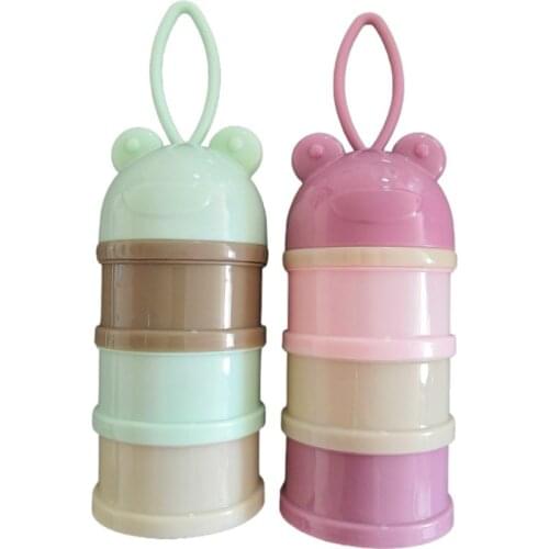 Portable 3 Layer Frog Style Baby Food Storage Box Essential Cereal Cartoon Milk Powder Boxes Toddle Kids Formula Milk Container