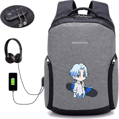 Anime Sk8 the infinity backpack USB charging Backpack student book bag School Bag Mochila men travelling package