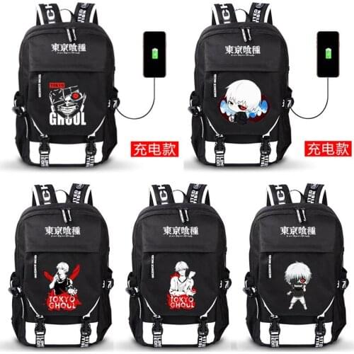 Cartoon Backpacks Tokyo Ghoul Anime Kaneki Ken School Bags Book Bag USB Charging Laptop Shoulders Bags Men Travel Rucksack
