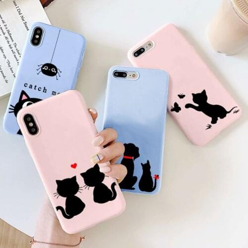 Cute Cat Pattern Phone Cover For iPhone 12 Mini 11 Pro Max X XR XS Max 5 S SE 2020 6 6S 8 7 Plus Soft Silicone Case Phone Shell