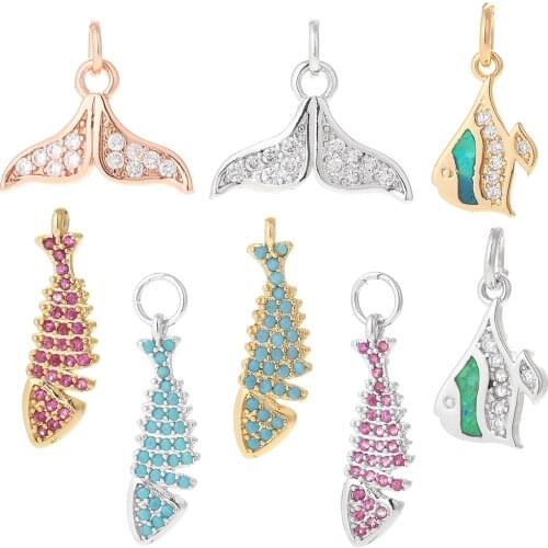Fish Jewelry Charms for Jewelry Making Cute Animal Gold Charm Pendant Charms Diy Earrings Necklace Bracelet Make Copper Zircon