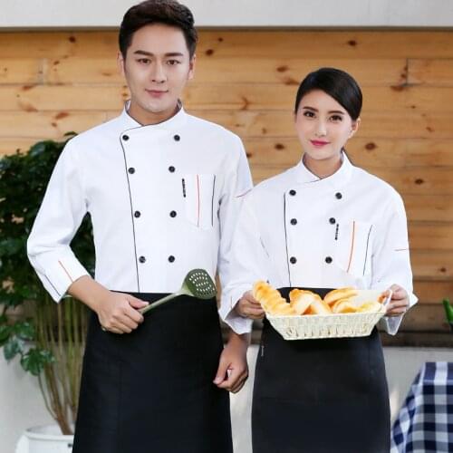 New Chef Uniform Unisex Chef Clothes Bakery Restaurant Kitchen Work Wear Long Sleeves Breathable Hotel Cooks Jacket Food Service