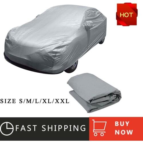 Universal Full Car Covers Snow Ice Dust Wind Sunshade Cover Foldable Light Silver Size S-XXL Car Outdoor Protector Cover