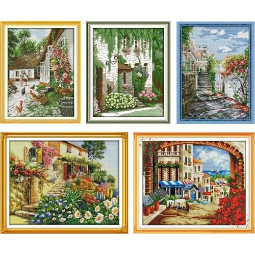 Embroidery Needlework Stamped Cross Stitch Kits Garden Farmyard DMC 11CT 14CT Printed Counted Fabric Handmade Craft Thread Decor