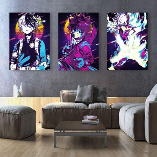 WTQ Canvas Painting Anime Posters My Hero Academia Retro Poster Moon Wall Decor Wall Art Picture Room Decor Home Decor